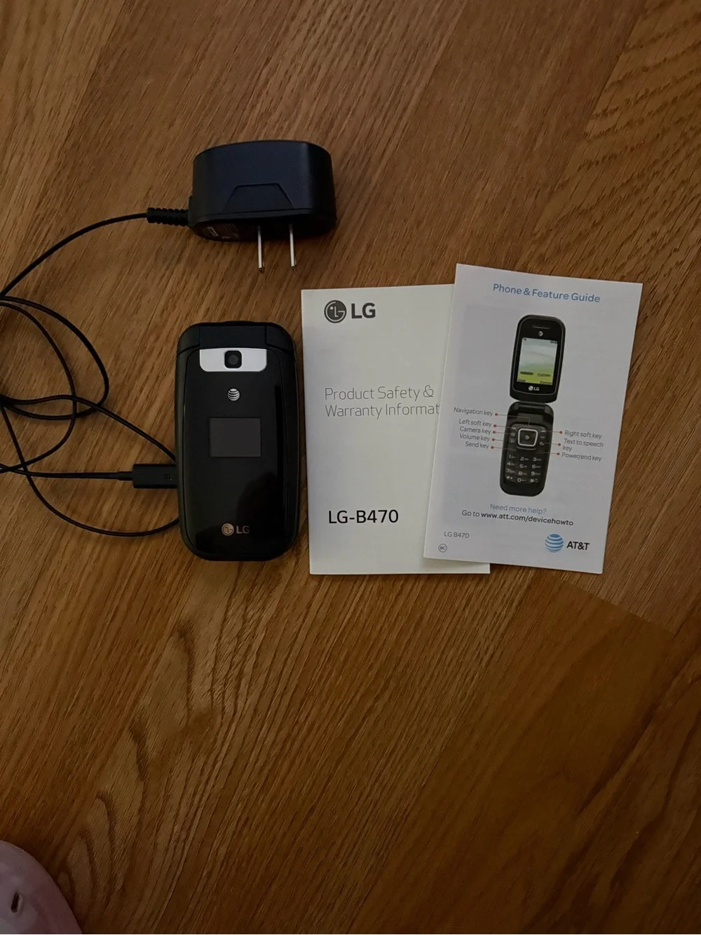 LG Black Flip Phone with Charger and Manuals